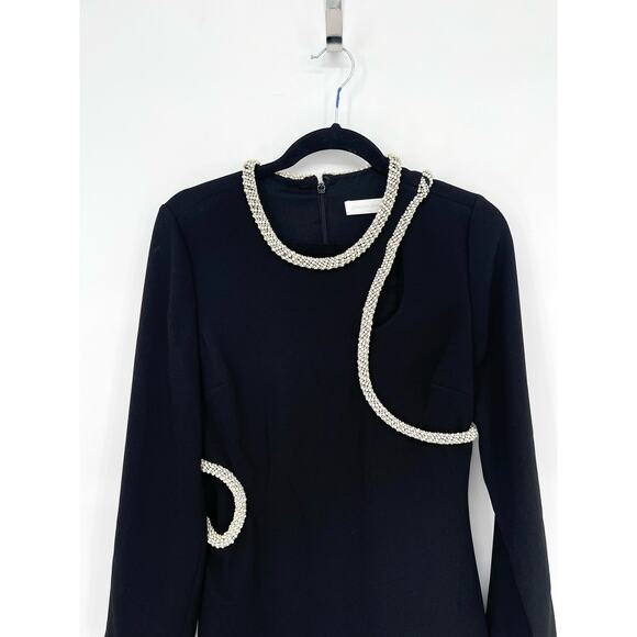 Jonathan Simkhai Black Katharine Diamante Cut Out Long Sleeve Mini Dress size 6 - Picture 4 of 10